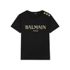 BALMAIN BLACK LOGO-PRINT COTTON T-SHIRT,3734216