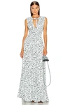 Proenza Schouler Leopard-print Deep-v Neck Dress In Black & Sky Blue Leopard