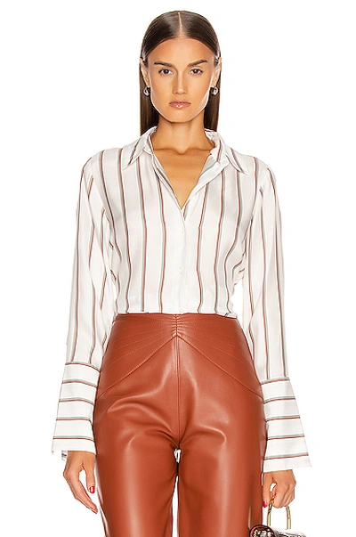 Frame Striped Long-cuff Pyjama Blouse In Off White
