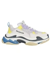 Balenciaga White & Purple Triple S Sneakers In White/purple/yellow
