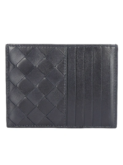 Bottega Veneta Intrecciato Leather Cardholder In Black Silver.