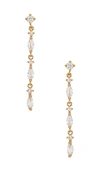 Ettika Dainty Linear Crystal Drop Earrings In Gold