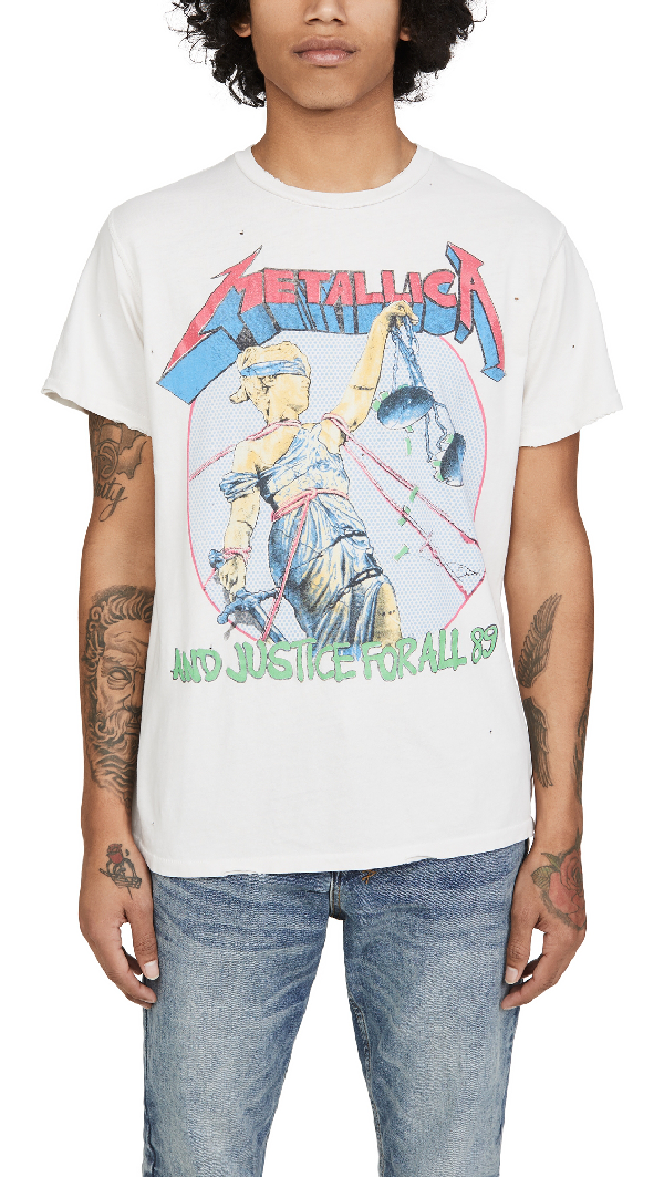 Madeworn Short Sleeve Metallica And Justice For All In Off White