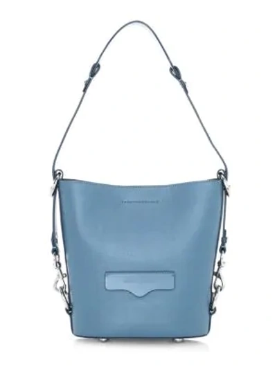 Rebecca Minkoff Women's Small Utility Convertible Leather Bucket Bag In Cement Blue