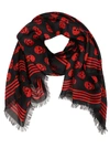 ALEXANDER MCQUEEN BLACK AND RED MODAL SCARF,11195842