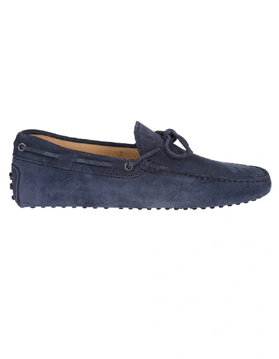 Tod's Mens Navy City Tie-detail Suede Driving Shoes 7 In Blue