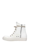 RICK OWENS SNEAKER HIGH SNEAKERS IN WHITE LEATHER,11195795