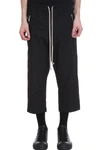 RICK OWENS TEVUATL CROPPED PANTS IN BLACK COTTON,11195809