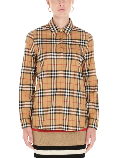Burberry Vintage Check Cotton Shirt In Beige,black,red