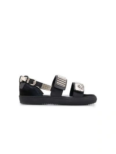 Toga Embossed Strap Sandals In Black