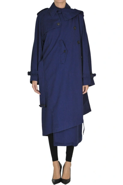 Balenciaga Oversized Trench Coat In Navy Blue