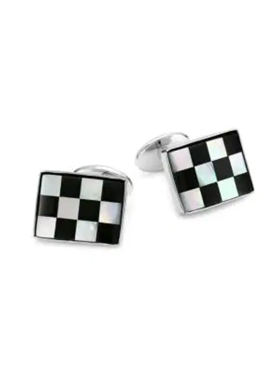 David Donahue Check Onyx Sterling Silver Cuff Links