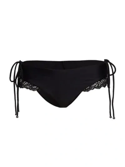 Jonathan Simkhai Lace Appliqué Bikini Bottoms In Black