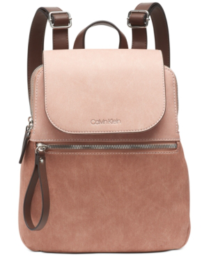 Calvin Klein Elaine Flap Backpack In Blush Combo/gold ...