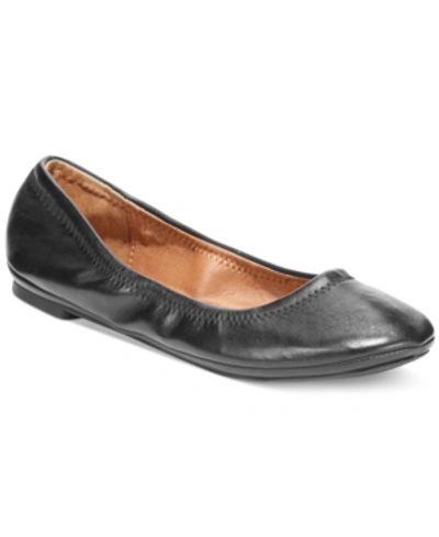 Lucky Brand Emmie Womens Leather Round-toe Ballet Flats In Black