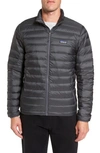 Patagonia Packable Windproof & Water Repellent Down Hooded Jacket In Forge Grey W/ Forge Grey