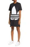 Adidas Originals Large Logo T-shirt Dress In Black/ White