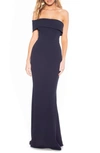 Katie May Titan One-shoulder Cutout Crepe Gown In Navy
