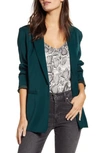 Endless Rose Tailored Single Button Blazer In Green