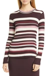 Hugo Boss Elauren Striped Mini Rib Jersey Top In Merlot Stripe