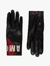 AGNELLE BLACK AMOUR EMBROIDERED LEATHER GLOVES,AMOUR14602075