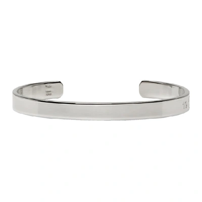 Maison Margiela Engraved Thin Cuff Bracelet In Palladium