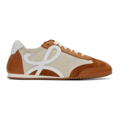 Loewe Ballet Runner Nylon And Leather Trainers In Beige,brown,white