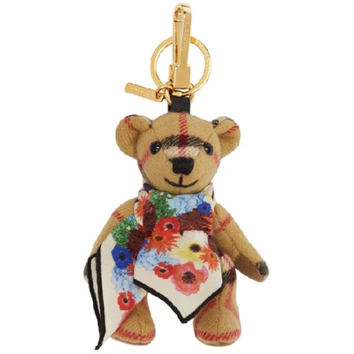 Burberry Thomas Bear Scarf Cashmere Key Ring In Multicolour