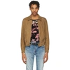 SAINT LAURENT TAN LEATHER ZIPPED LYON JACKET