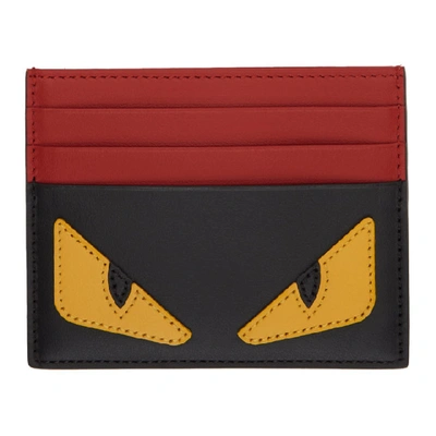 Fendi 黑色和红色搭配“bag Bugs”卡包 In Black,red,yellow