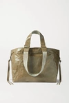 ISABEL MARANT WARDY CANVAS-TRIMMED CRINKLED-LEATHER TOTE