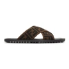 Fendi Ff Logo Crossover Slides In Brown