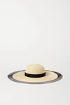 EUGENIA KIM GROSGRAIN AND TULLE-TRIMMED STRAW SUNHAT
