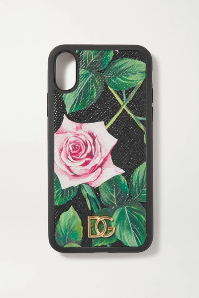Dolce & Gabbana Floral-print Textured-leather Iphone X And Xs Case In Rose,black