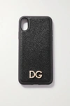 DOLCE & GABBANA CRYSTAL-EMBELLISHED TEXTURED-LEATHER IPHONE X AND XS CASE