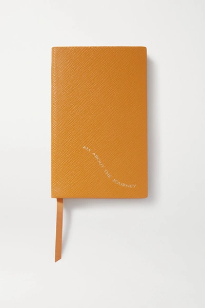 Smythson Panama All About The Journey Textured-leather Notebook In Yellow