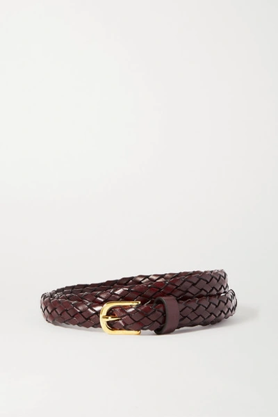 Anderson's Woven Leather Belt In Burgundy