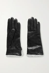 CLYDE SHEARLING-TRIMMED LEATHER GLOVES