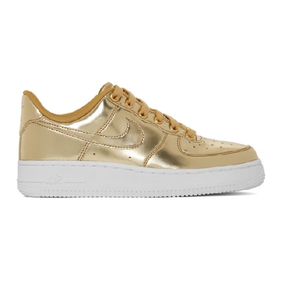 Nike Air Force 1 Metallic Trainers In Gold