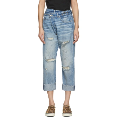 R13 Blue Cross-over Jeans In Emory