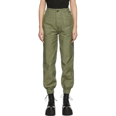 R13 Belted Cotton Tapered Pants In Olive