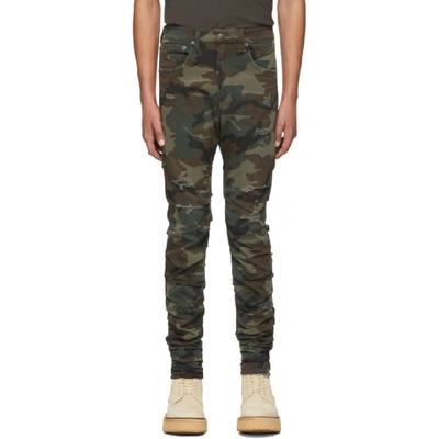 R13 Skywalker Camouflage Distressed Jeans In Green