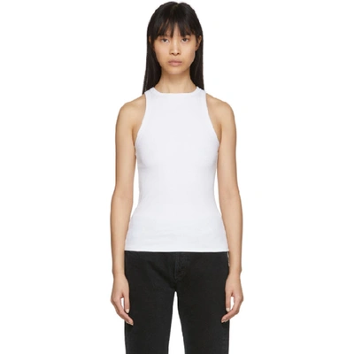 Agolde White Rib High Neck Tank Top