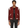 Saint Laurent Burgundy Wool Teddy Bomber Jacket In 6220 Carmin
