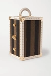 FENDI STUDDED LEATHER-TRIMMED STRIPED CANVAS CASE