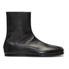 Maison Margiela Black Tabi Leather Ankle Boots In Green