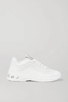 Miu Miu Crystal-embellished Patent-leather Platform Sneakers In White