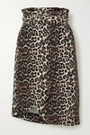 Ganni Asymmetric Belted Leopard-print Denim Wrap Skirt In Leopard Print