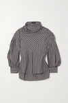 ISABEL MARANT WELLY PANELED STRIPED COTTON AND SILK-BLEND BLOUSE