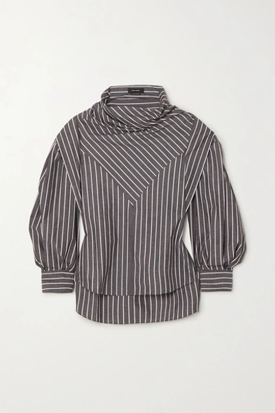 Isabel Marant Welly Paneled Striped Cotton And Silk-blend Blouse In Anthracite